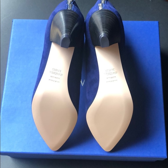 Stuart Weitzman Pyramid Maritime Suede Blue Bootie - Picture 5 of 6